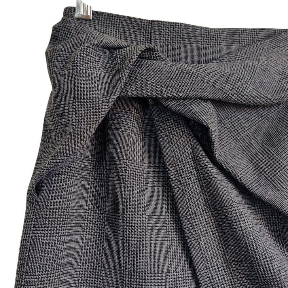 BABATON Jethro Dark Academia Twist Front Plaid Faux Wrap Stretch Mini Skirt 0 XS - Picture 6 of 6